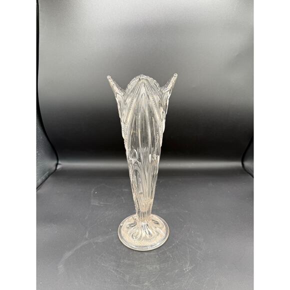 Rare EAPG Bryce Higbee UV Reactive Arched Fleur-de-Lis 11” Vase - Picture 1 of 7